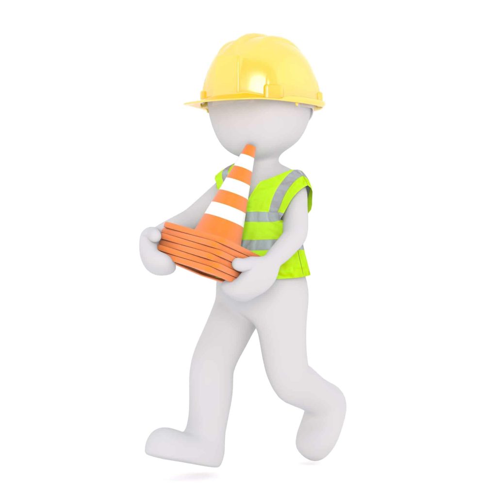 types of personal injury, man with hard hat and safety cone
